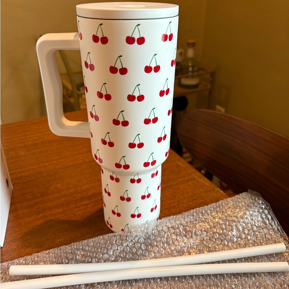 Simple ModernCherry Print White Trek Tumbler